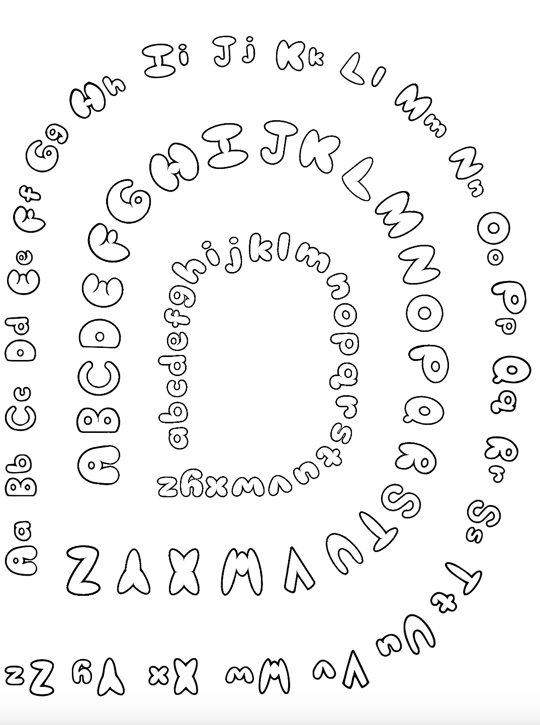 Complete Alphabet Printable Coloring Page