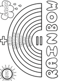 Sun + Rain = Rainbow Printable Coloring Page