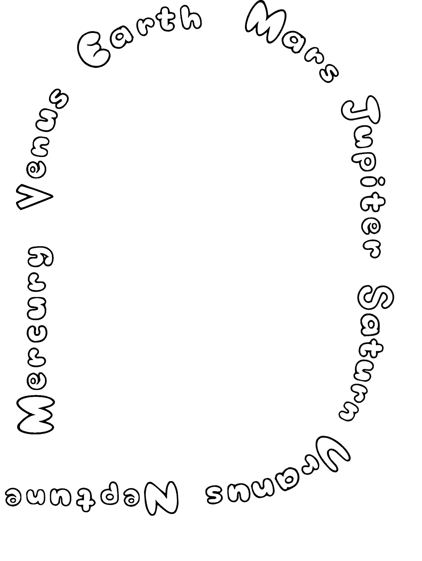 8 Planets Printable Coloring Page