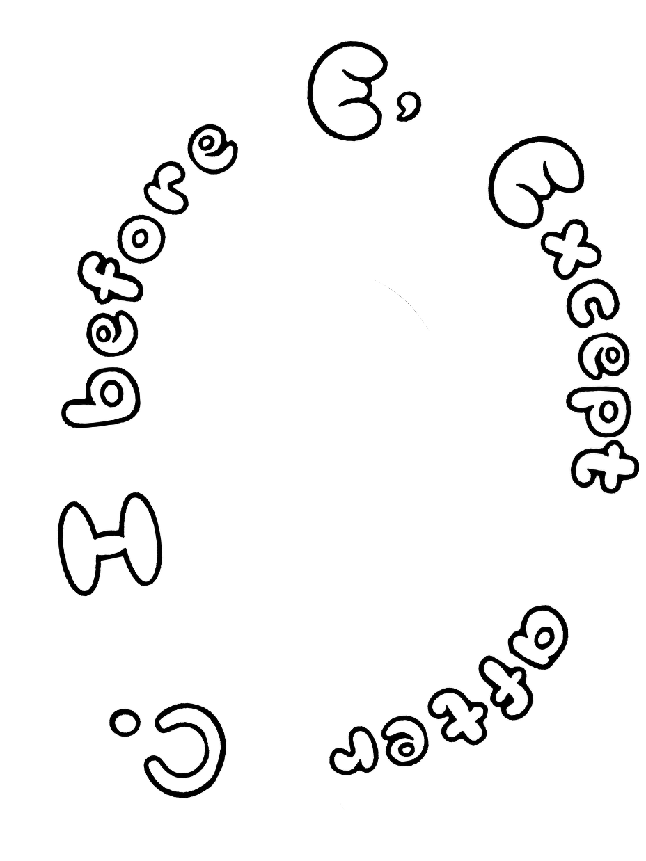 I before E, Except after C. Printable Coloring Page