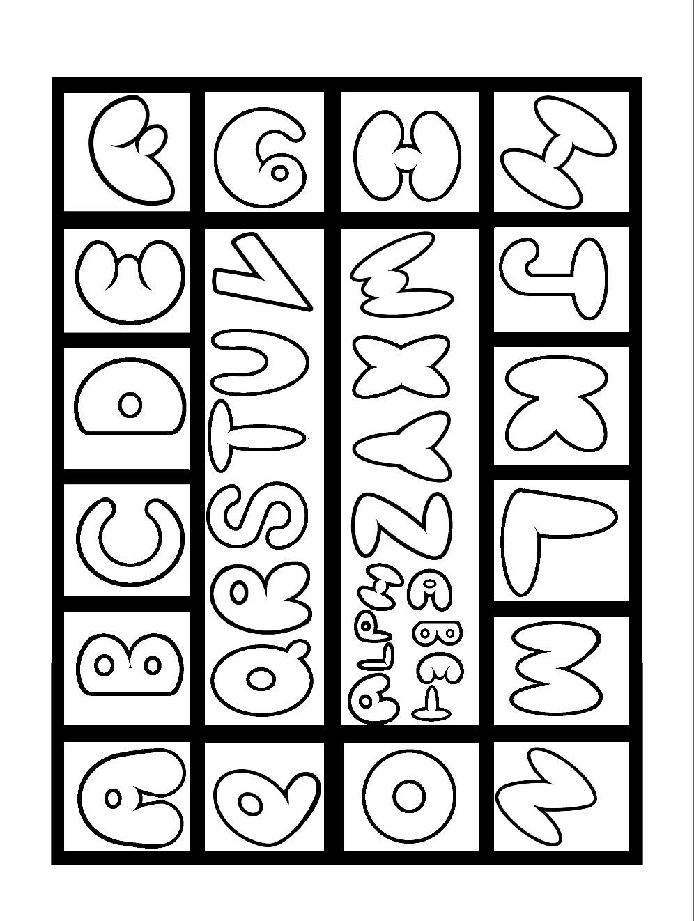 Uppercase Alphabet Rotation Printable Coloring Page
