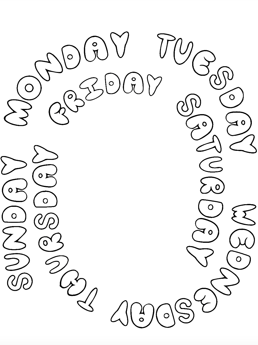 Days of the Week Printable Coloring Page