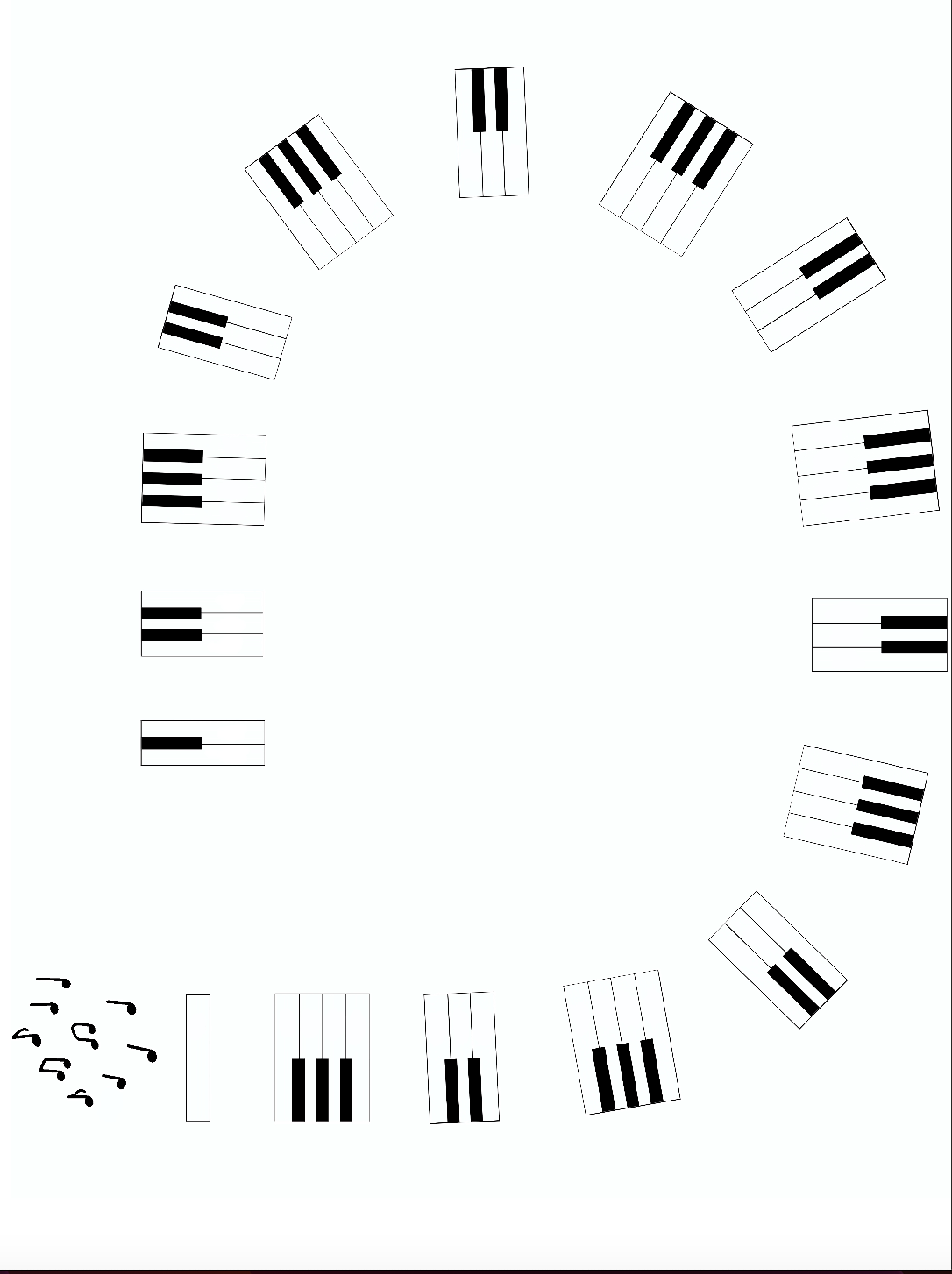 Split Piano Rotation Printable Coloring Page